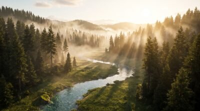 Misty Pine Highlands Wallpaper